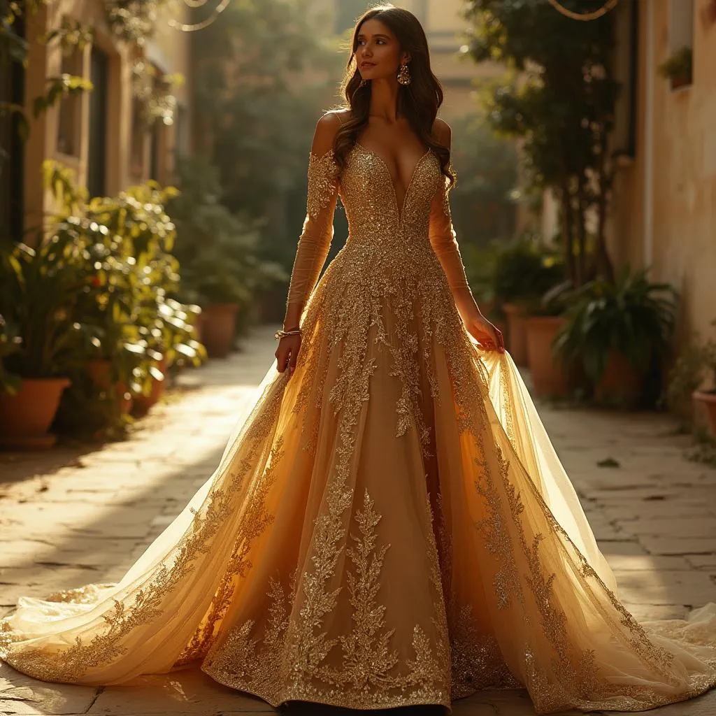 Vestido de Gala Dorado